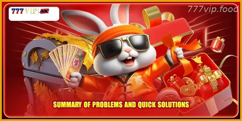 Summary of problems and quick solutions